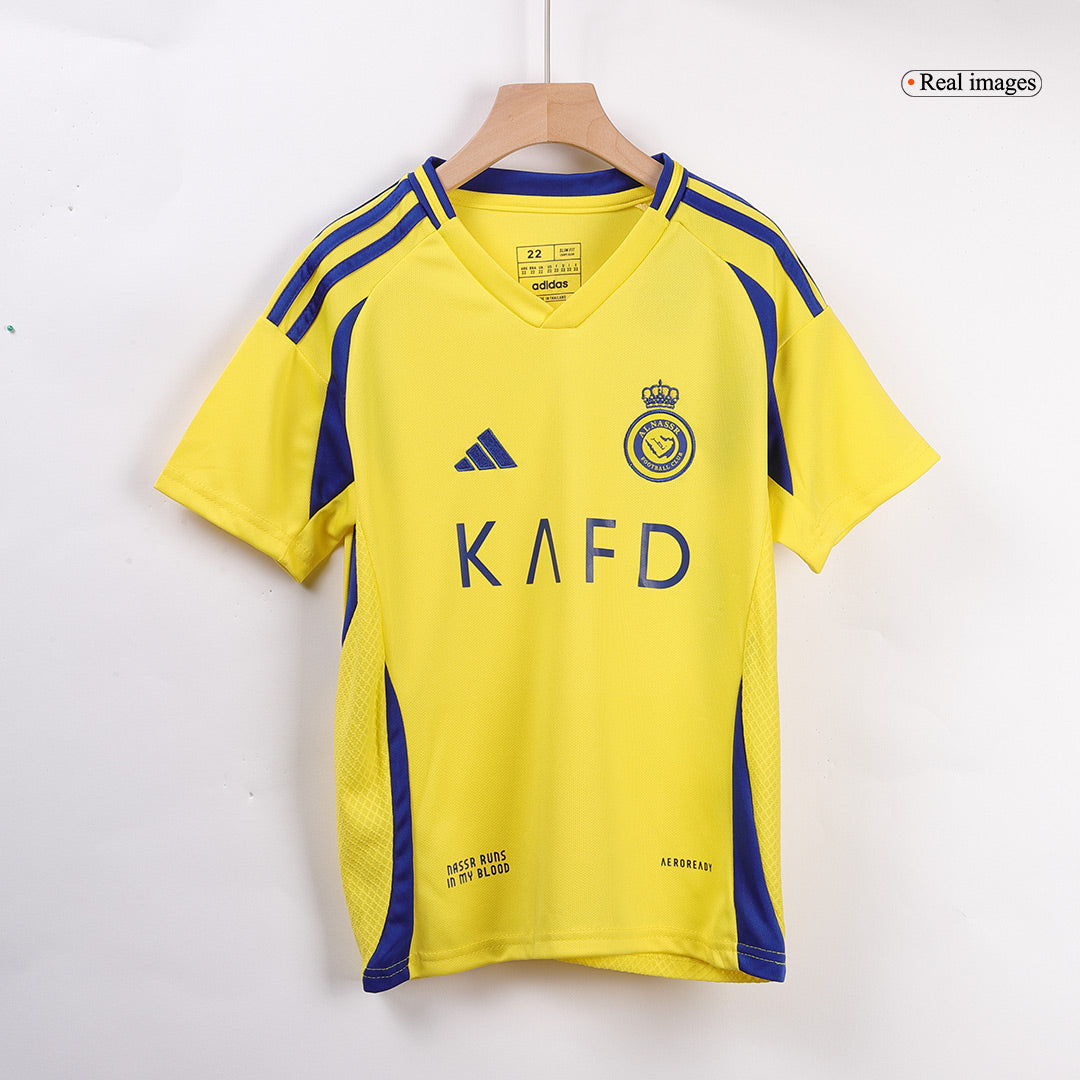 Kid's RONALDO #7 Al Nassr Home  Soccer Jersey Kit(Jersey+Shorts) 2024/25 Top Soccer Jerseys Store