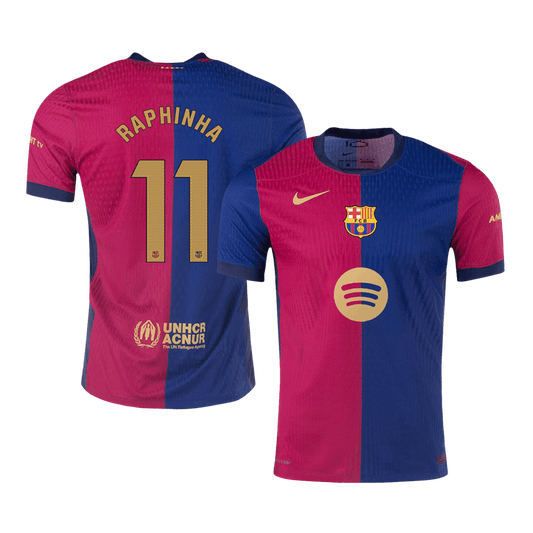 Player Version RAPHINHA #11 Barcelona Home  Soccer Jersey 2024/25 -?Spotify Logo Without Text? Top Soccer Jerseys Store