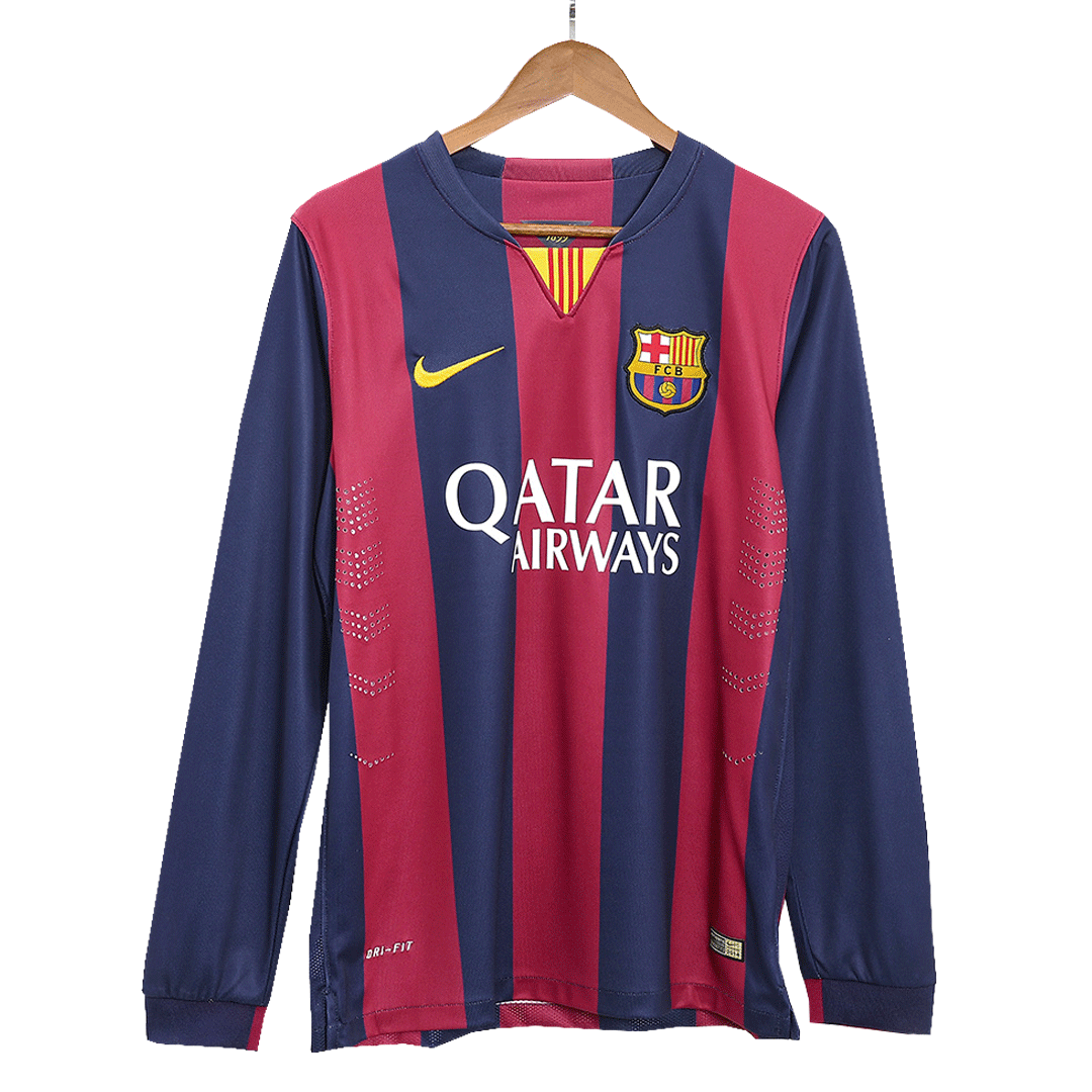 Retro Suárez #9 2014/15 Barcelona Home Long Sleeve  Soccer Jersey Top Soccer Jerseys Store