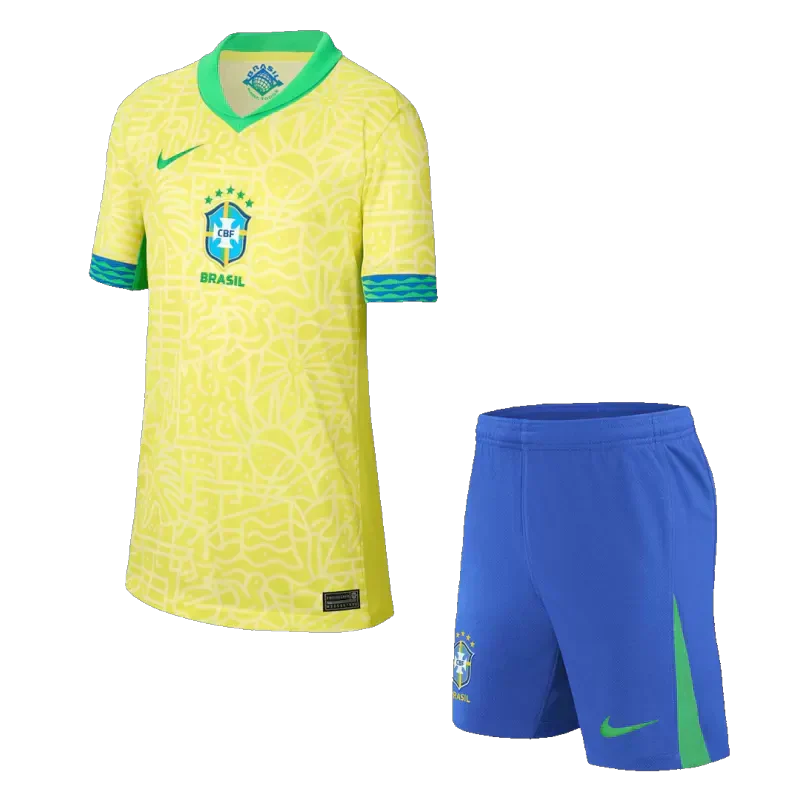 Brazil Kid‘s Home Soccer Jerseys (Jersey+Short) Kit 2024 Top Soccer Jerseys Store