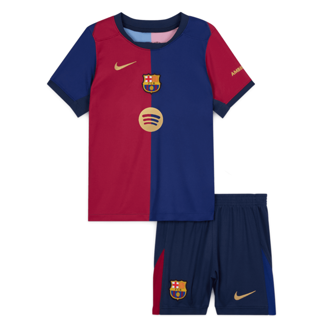 Kid's Barcelona Home  Soccer Jersey Kit(Jersey+Shorts) 2024/25-Spotify Logo Without Text Top Soccer Jerseys Store
