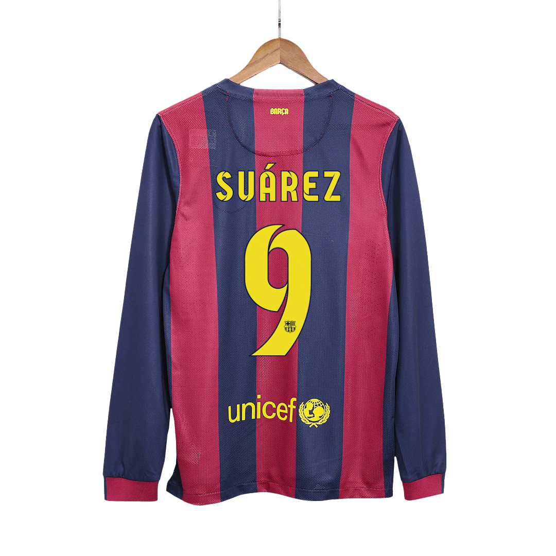 Retro Suárez #9 2014/15 Barcelona Home Long Sleeve  Soccer Jersey Top Soccer Jerseys Store