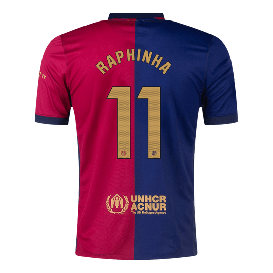 RAPHINHA #11 Barcelona Home  Soccer Jersey 2024/25 -?Spotify Logo Without Text? Top Soccer Jerseys Store