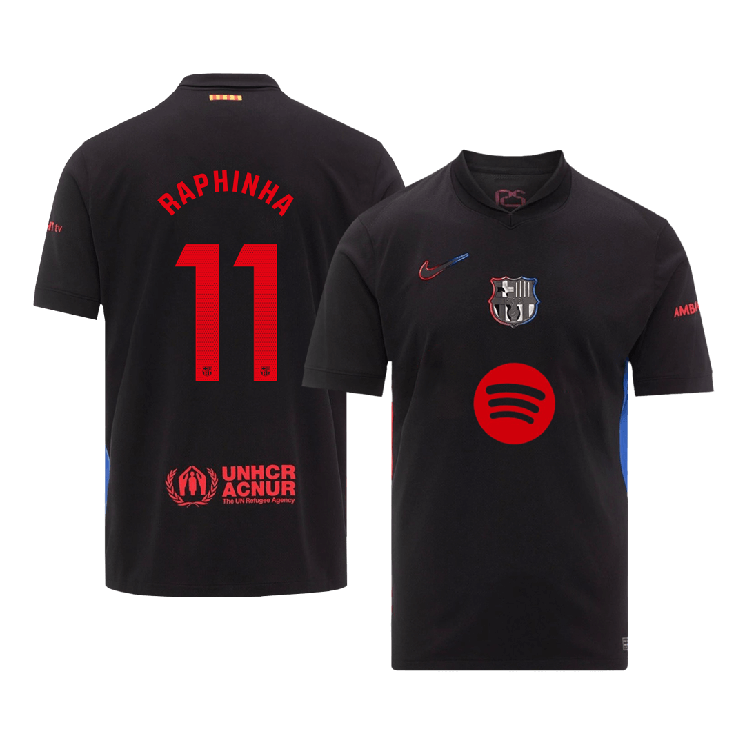 RAPHINHA #11 Barcelona Away  Soccer Jersey 2024/25 -?Spotify Logo Without Text? Top Soccer Jerseys Store