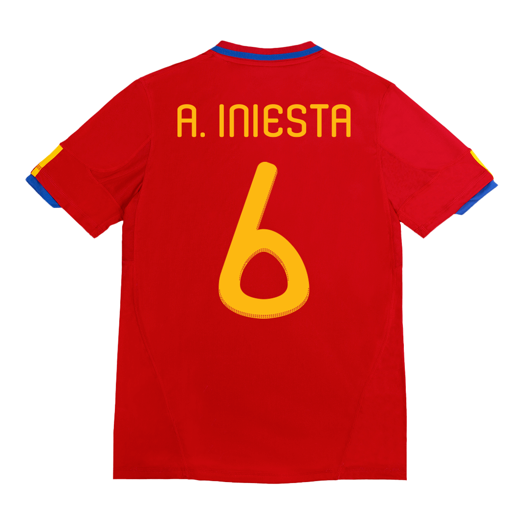 Retro A. INIESTA #6 2010 Spain Home  Soccer Jersey Top Soccer Jerseys Store