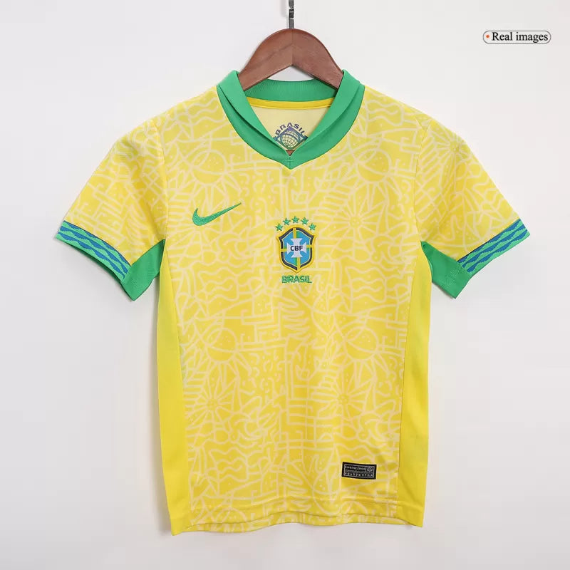 Brazil Kid‘s Home Soccer Jerseys (Jersey+Short) Kit 2024 Top Soccer Jerseys Store
