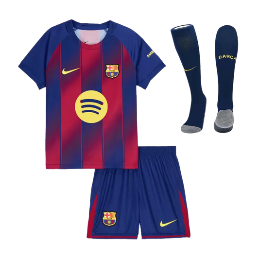 Kid‘s Barcelona Home Soccer Jerseys (Jersey+Short+Socks) Kit 2025/26