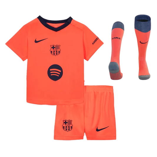 Kid‘s Barcelona Third Away Soccer Jerseys (Jersey+Short+Socks) Kit 2025/26