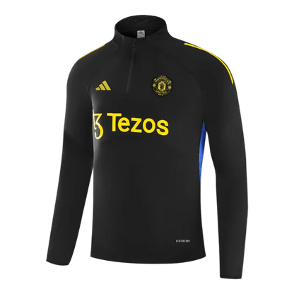 Kid's Manchester United 1/4 Zip Training Kit (Jacket+Pants) 2025/26 - Black