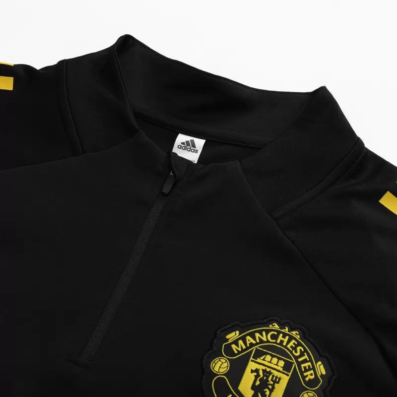 Kid's Manchester United 1/4 Zip Training Kit (Jacket+Pants) 2025/26 - Black