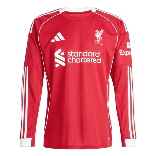 Liverpool Home Long Sleeve Soccer Jersey 2025/26