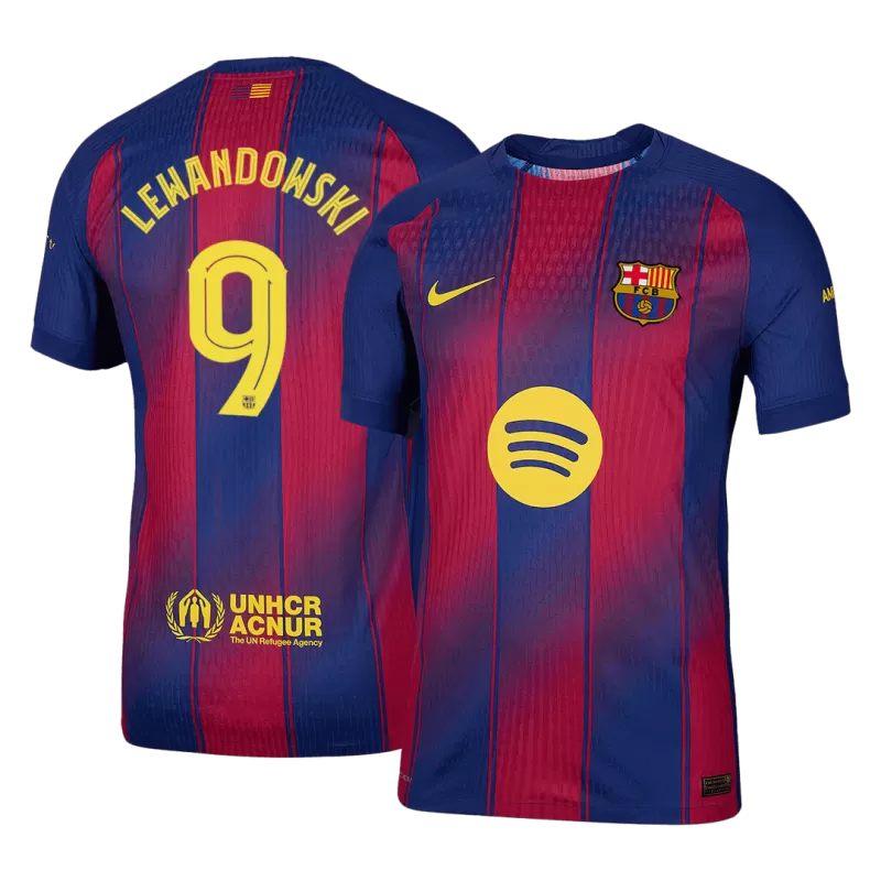 Player Version Barcelona Lewandowski #9 Home 2025/26 Soccer Jersey -  UCL - Slim Fit