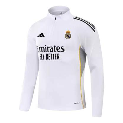 Real Madrid 1/4 Zip Tracksuit Kit (Jacket+Pants) 2025/26 - White