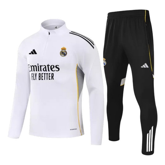 Real Madrid 1/4 Zip Tracksuit Kit (Jacket+Pants) 2025/26 - White