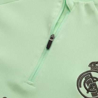 Kid's Real Madrid 1/4 Zip Training Kit (Jacket+Pants) 2025/26 - Green