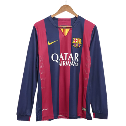 Retro 2014/15 Barcelona Home Long Sleeve Soccer Jersey