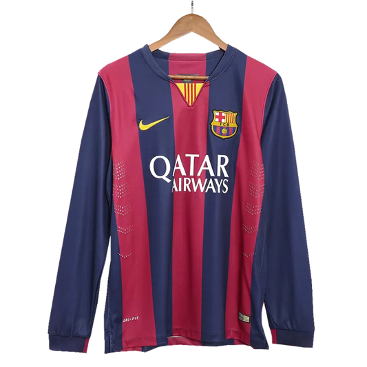 Retro 2014/15 Barcelona Home Long Sleeve Soccer Jersey