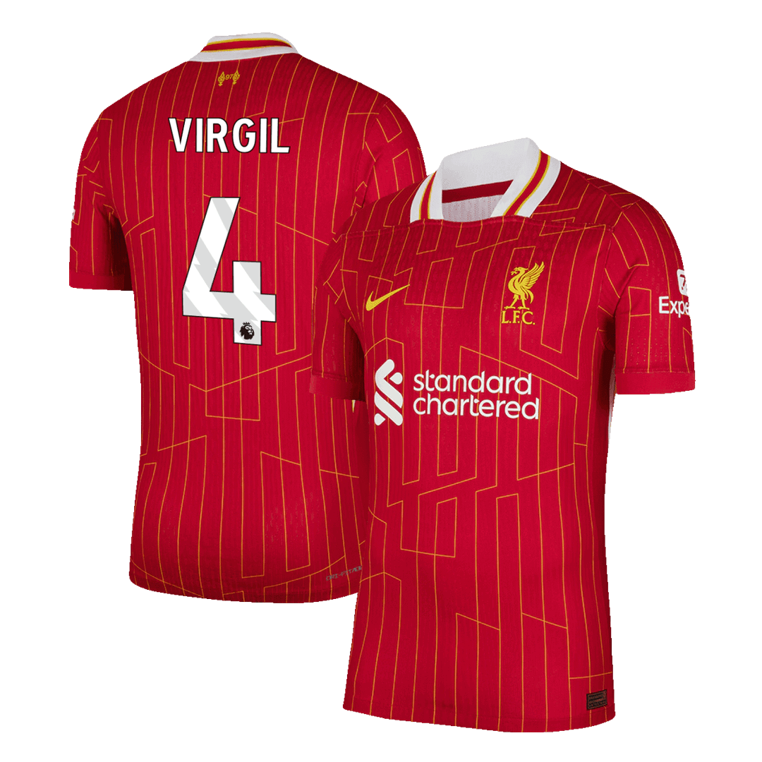 Player Version VIRGIL #4 Liverpool Home  Soccer Jersey 2024/25 Top Soccer Jerseys Store