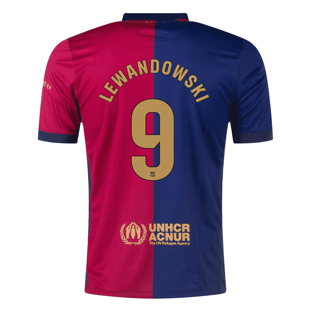LEWANDOWSKI #9 Barcelona Home  Soccer Jersey 2024/25- Spotify Logo Without Text Top Soccer Jerseys Store