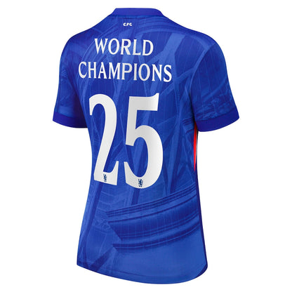 Women's Chelsea Cup Home Soccer Jersey2025-26 with World Champions 25 chest badge Go Game Wear