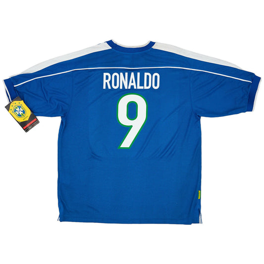 Brazil RONALDO #9 Away Retro Soccer Jersey 1998