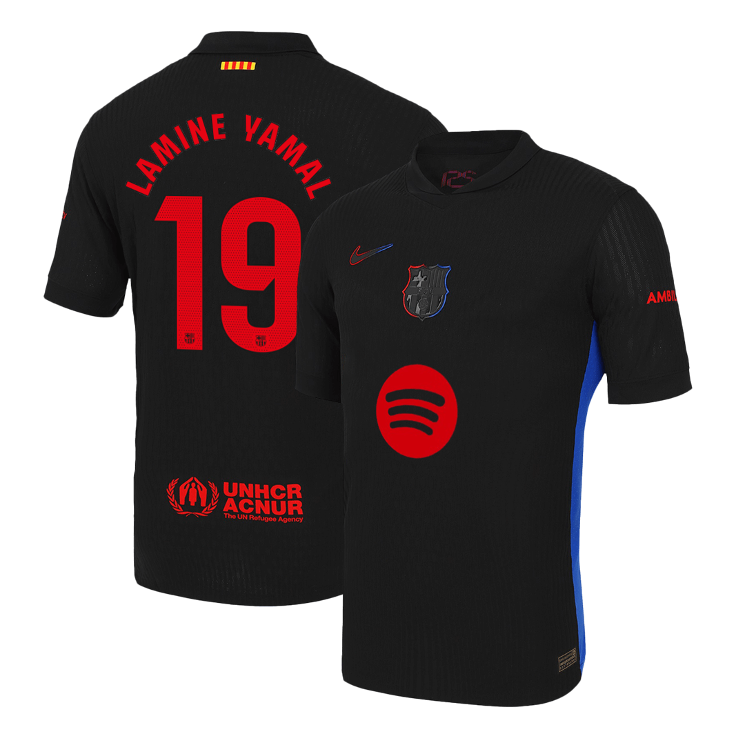 Player Version LAMINE YAMAL #19 Barcelona Away  Soccer Jersey 2024/25 - Spotify Logo Without Text Top Soccer Jerseys Store