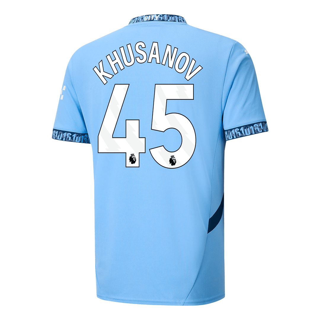 KHUSANOV #45 Manchester City Home  Soccer Jersey 2024/25 Top Soccer Jerseys Store