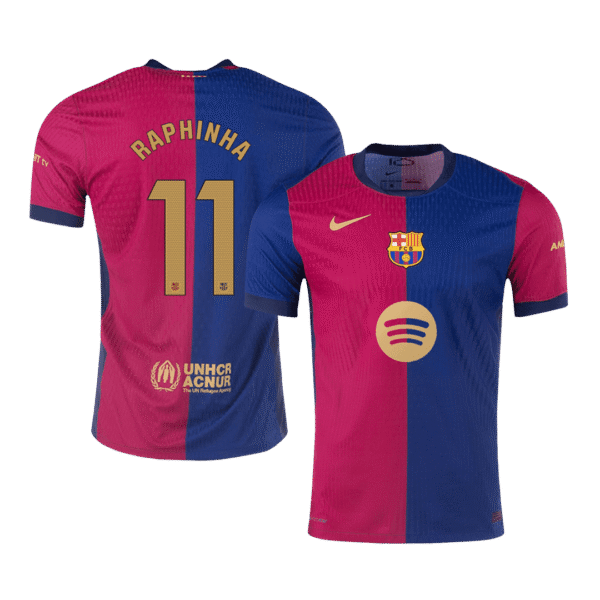 Player Version RAPHINHA #11 Barcelona Home  Soccer Jersey 2024/25 -?Spotify Logo Without Text? Top Soccer Jerseys Store