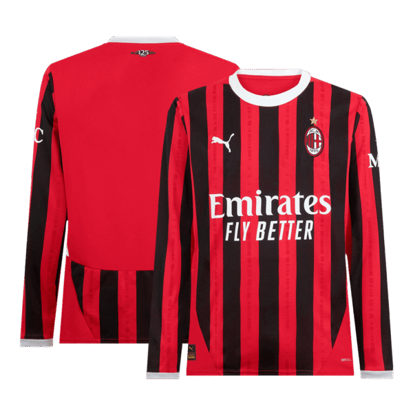 AC Milan Home Long Sleeve  Soccer Jersey 2024/25 Top Soccer Jerseys Store