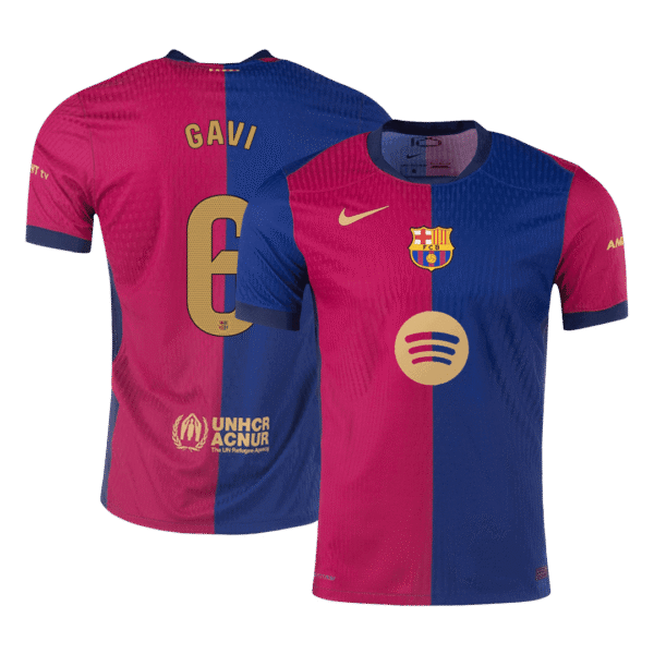 Player Version GAVI #6 Barcelona Home  Soccer Jersey 2024/25 - Spotify Logo Without Text Top Soccer Jerseys Store