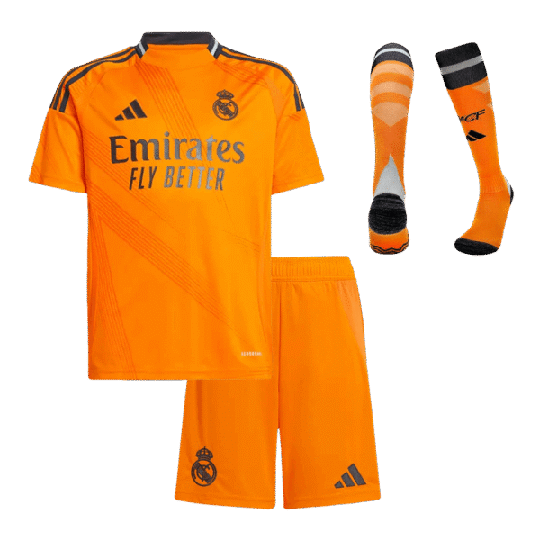 Kid's Real Madrid Away  Soccer Jersey Kit(Jersey+Shorts+Socks) 2024/25 Top Soccer Jerseys Store