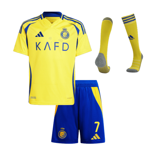 Kid's RONALDO #7 Al Nassr Home  Soccer Jersey Kit(Jersey+Shorts+Socks) 2024/25 Top Soccer Jerseys Store