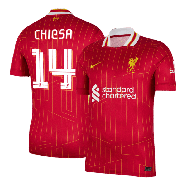 CHIESA #14 Liverpool Home  Soccer Jersey 2024/25 - UCL Top Soccer Jerseys Store
