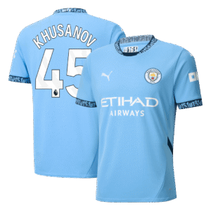 KHUSANOV #45 Manchester City Home  Soccer Jersey 2024/25 Top Soccer Jerseys Store