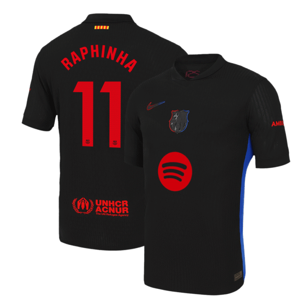 Player Version RAPHINHA #11 Barcelona Away  Soccer Jersey 2024/25 -?Spotify Logo Without Text? Top Soccer Jerseys Store