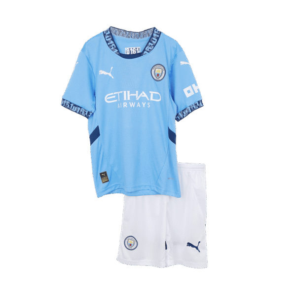 Kid's Manchester City Home  Soccer Jersey Kit(Jersey+Shorts) 2024/25 Top Soccer Jerseys Store