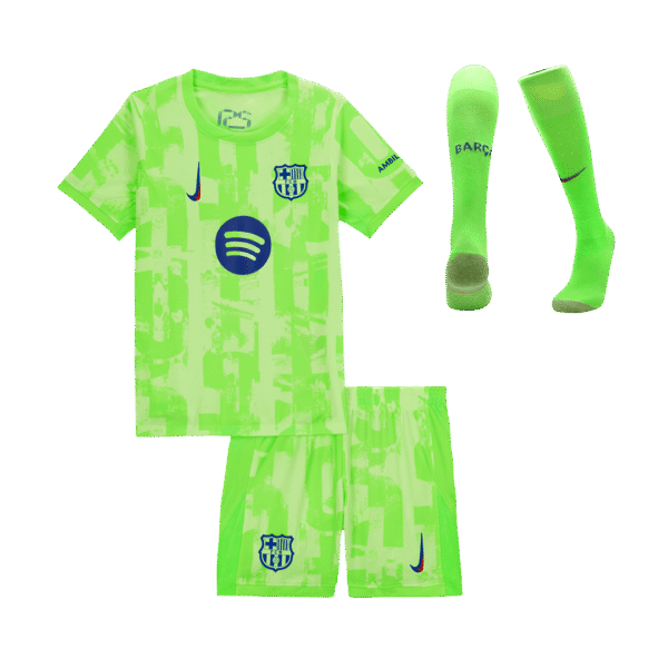 Kid's Barcelona Third Away  Soccer Jersey Kit(Jersey+Shorts+Socks) 2024/25- UCL (Spotify Logo Without Text) Top Soccer Jerseys Store