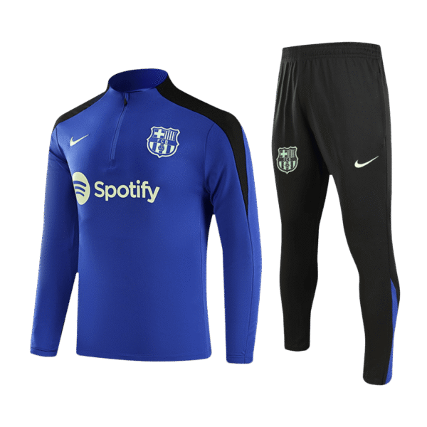 Kid's Barcelona Zipper Sweatshirt Kit(Top+Pants) 2024/25 Top Soccer Jerseys Store