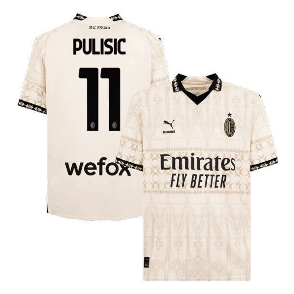 PULISIC #11 AC Milan X Pleasures Fouth Away  Soccer Jersey 2023/24 Top Soccer Jerseys Store