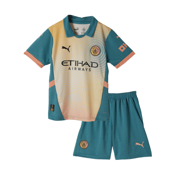 Kid's Manchester City Fourth Away  Soccer Jersey Kit(Jersey+Shorts) 2024/25- Definitely City (UCL) Top Soccer Jerseys Store