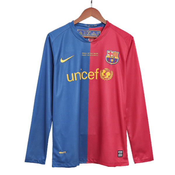 Retro A.INIESTA #8 2008/09 Barcelona Home Long Sleeve  Soccer Jersey- UCL Final Top Soccer Jerseys Store