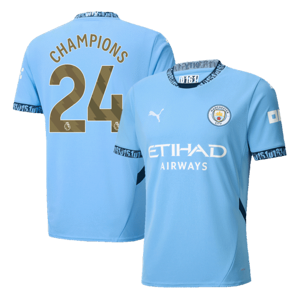 CHAMPIONS #24 Manchester City Home  Soccer Jersey 2024/25 Top Soccer Jerseys Store
