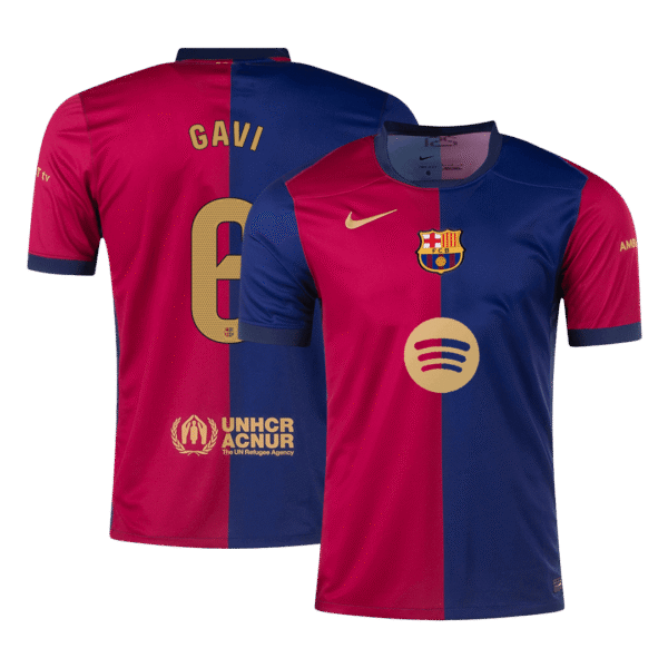 GAVI #6 Barcelona Home  Soccer Jersey 2024/25- Spotify Logo Without Text Top Soccer Jerseys Store