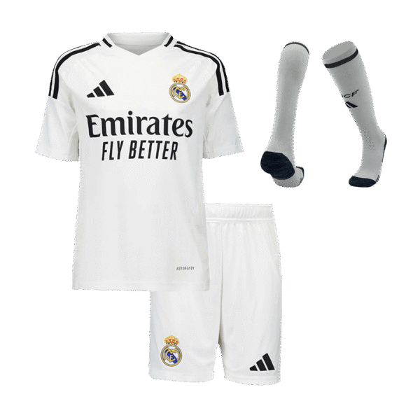 Kid's Real Madrid Home Soccer Jersey Kit(Jersey+Shorts+Socks) 2024/25 Top Soccer Jerseys Store