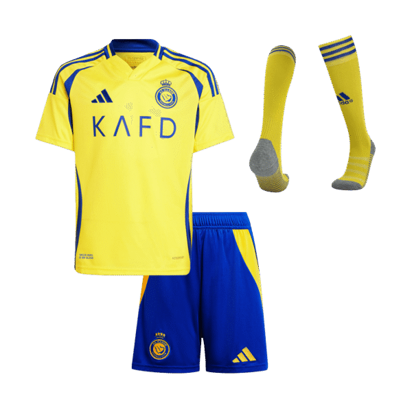 Kid's Al Nassr Home  Soccer Jersey Kit(Jersey+Shorts+Socks) 2024/25 Top Soccer Jerseys Store