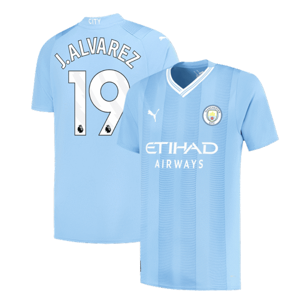 J.ALVAREZ #19 Manchester City Home  Soccer Jersey 2023/24 Top Soccer Jerseys Store