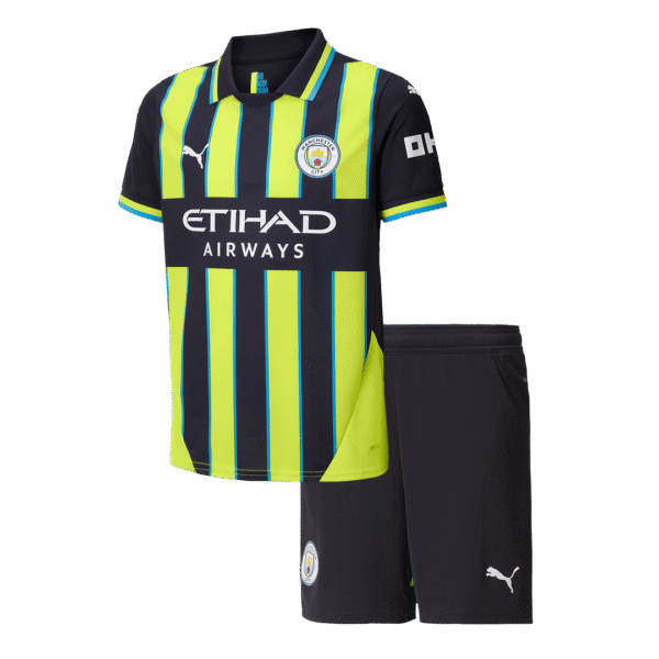 Kid's Manchester City Away  Soccer Jersey Kit(Jersey+Shorts) 2024/25 Top Soccer Jerseys Store