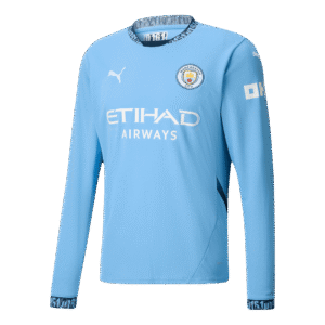 Manchester City Home Long Sleeve  Soccer Jersey 2024/25 Top Soccer Jerseys Store