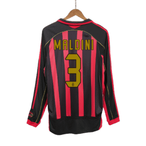 Retro MALDINI #3 2006/07 AC Milan Home Long Sleeve  Soccer Jersey Top Soccer Jerseys Store