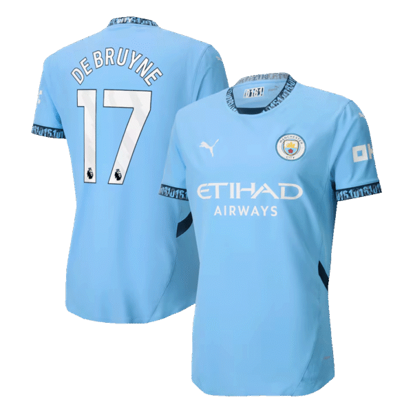 Player Version DE BRUYNE #17 Manchester City Home  Soccer Jersey 2024/25 Top Soccer Jerseys Store